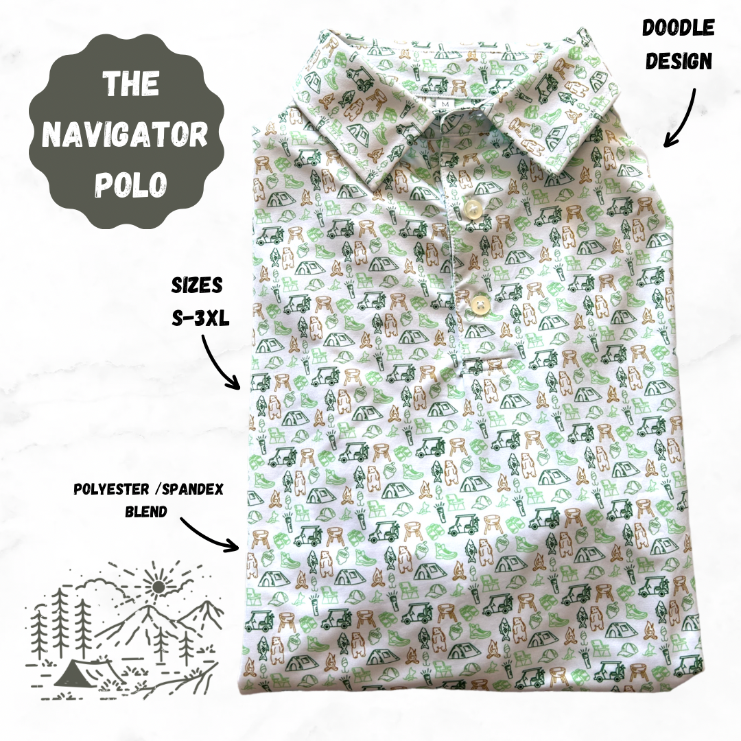 “The Navigator” Doodle- Print Polo